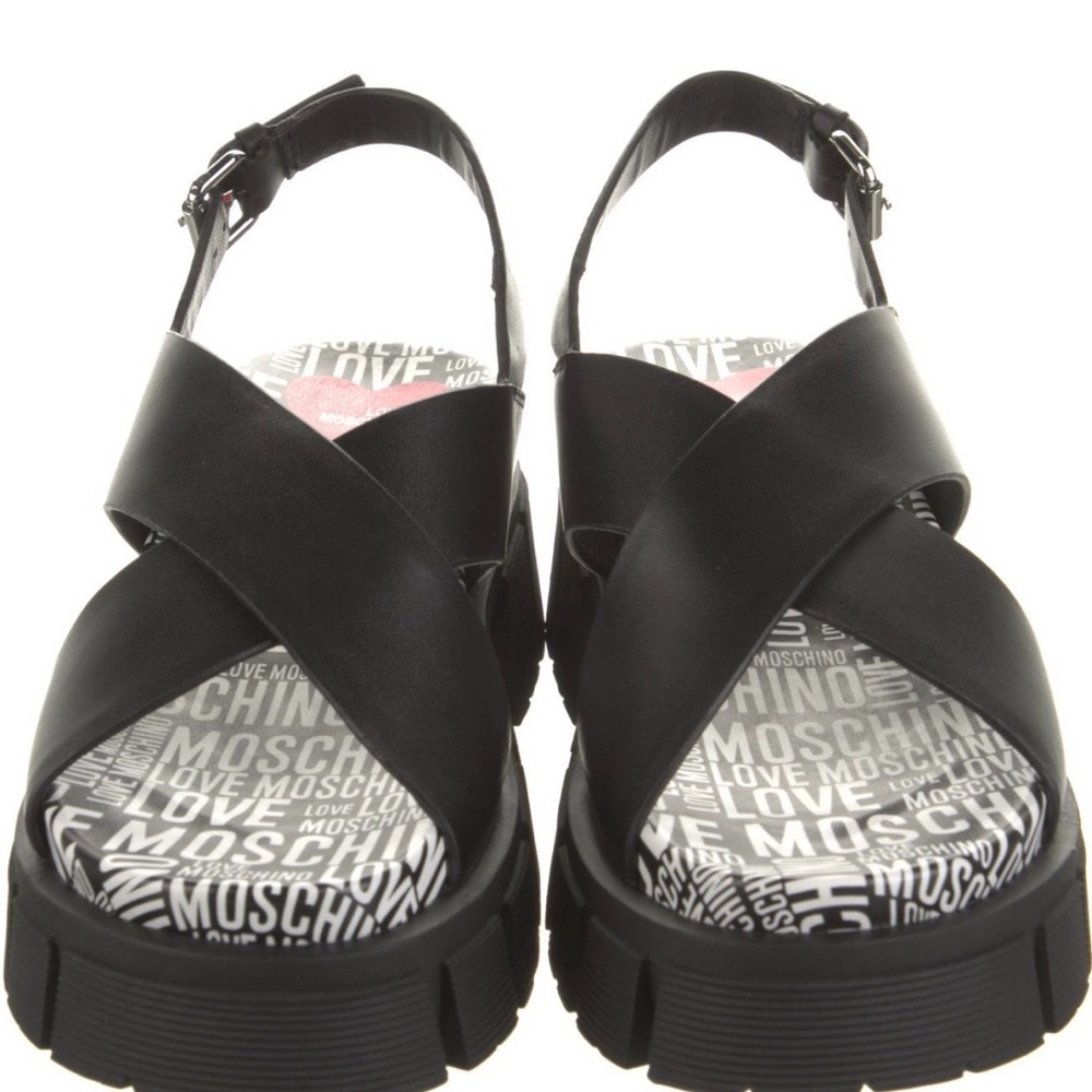 Love Moschino Black Cross-Strap Sandals